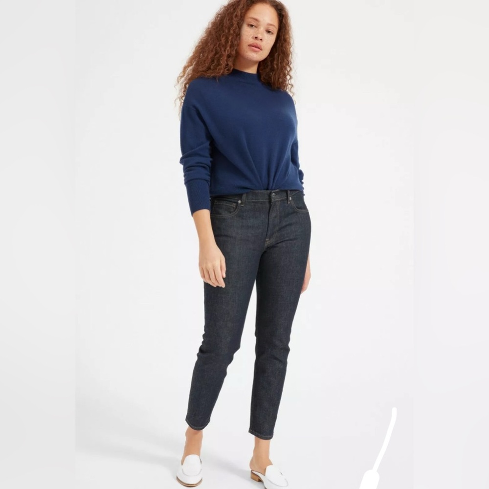 Everlane Ankle Mid Rise Skinny Jeans Dark Wash Denim Size 28
